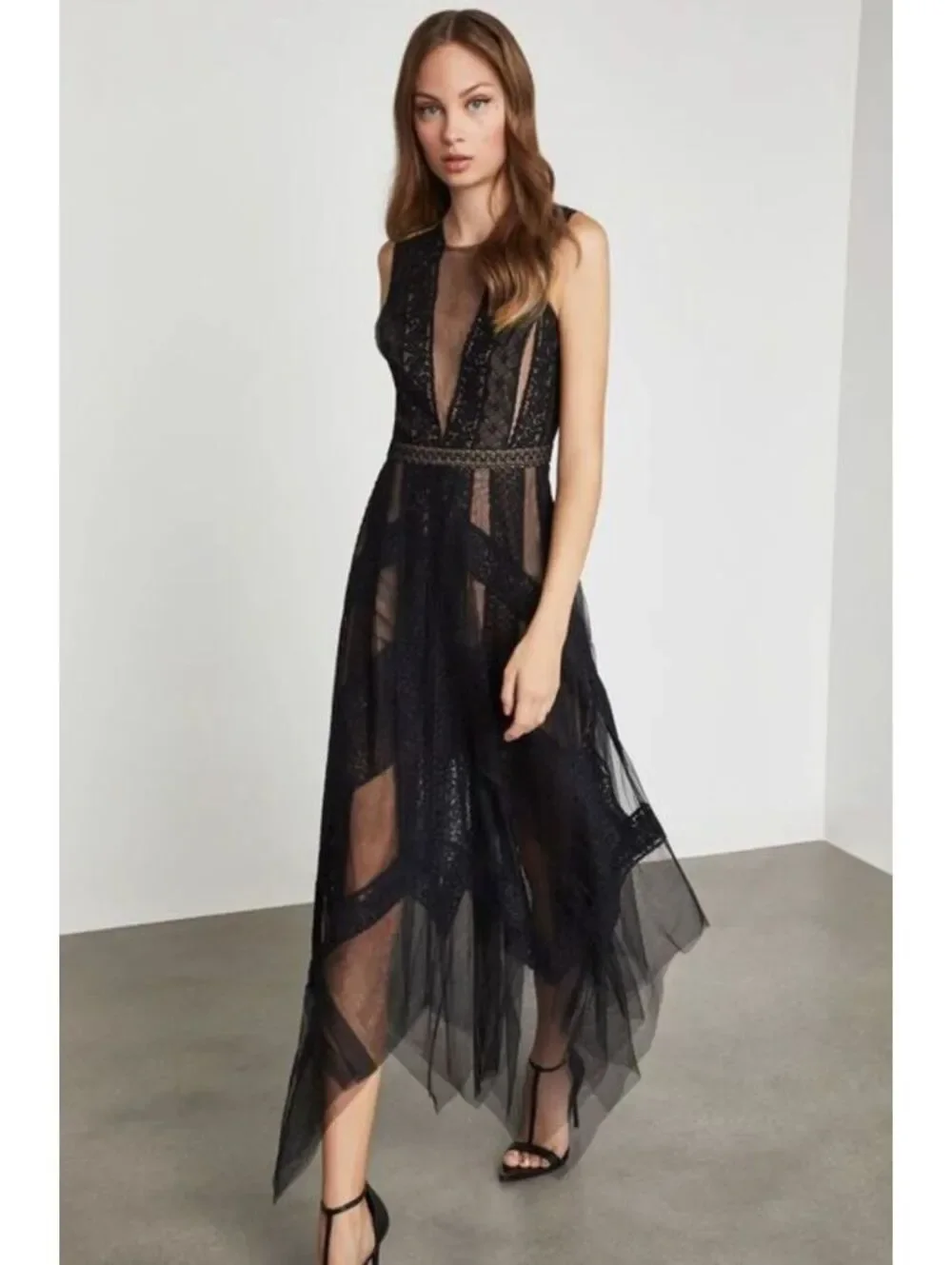 denim corset maxi dress Edikted Women's Astoria Slitted Back Slit Beki Beaded Mesh Maxi Size:Us Size 24W color-family:White